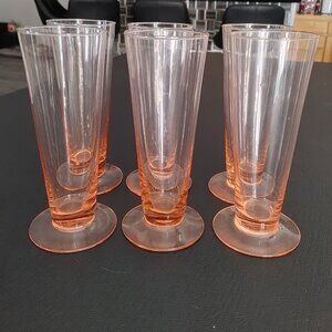 Vintage Blush Pink Pilsner Flute Liqueur Glasses (6)
